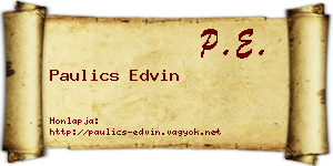 Paulics Edvin névjegykártya
